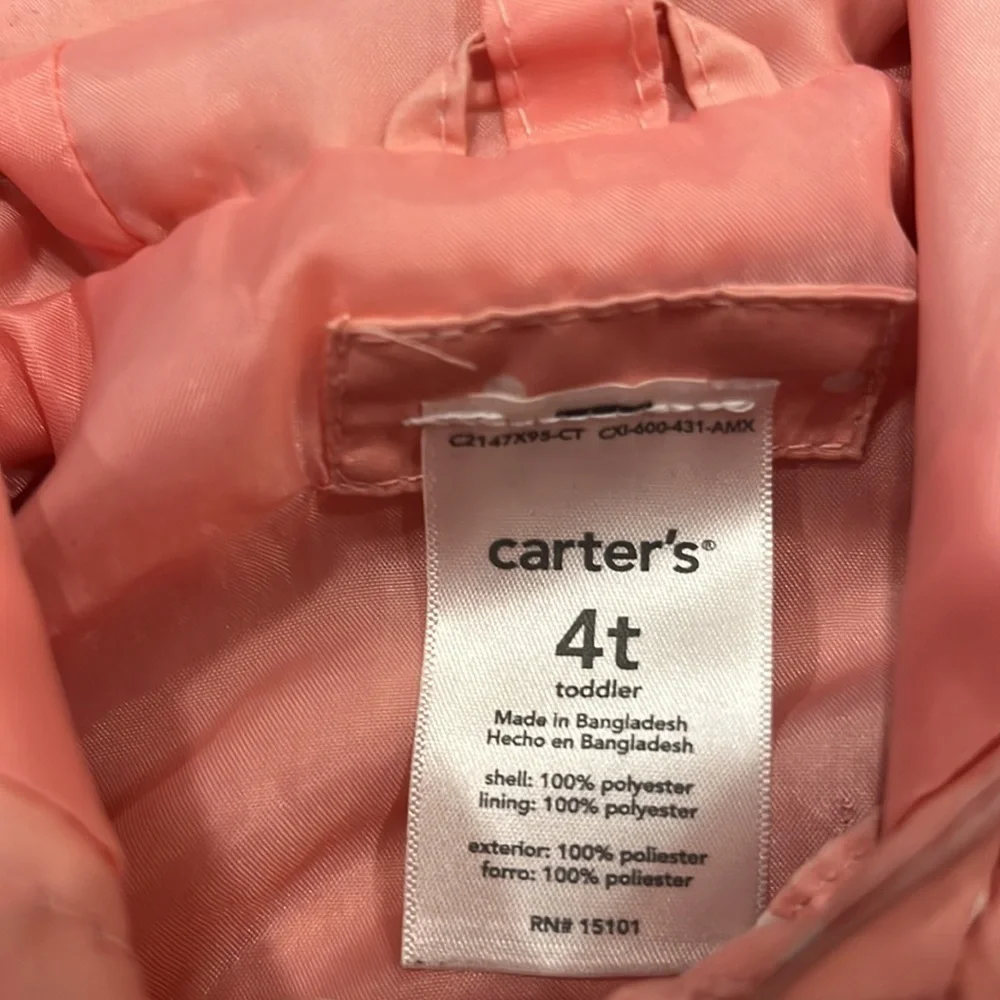 CARTER’S girls spring pink withe white Polk dots jacket size 4T .